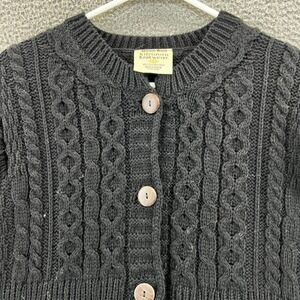 Kilronan Merino Wool Cable Knit Cardigan Sweater Women's Large Black Ireland